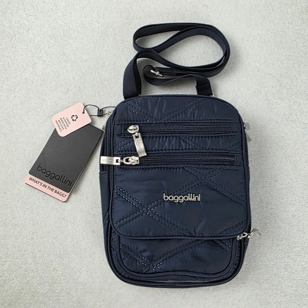 Baggallini RFID Journey Crossbody Navy Travel Bag Lightweight NWT Adjustable